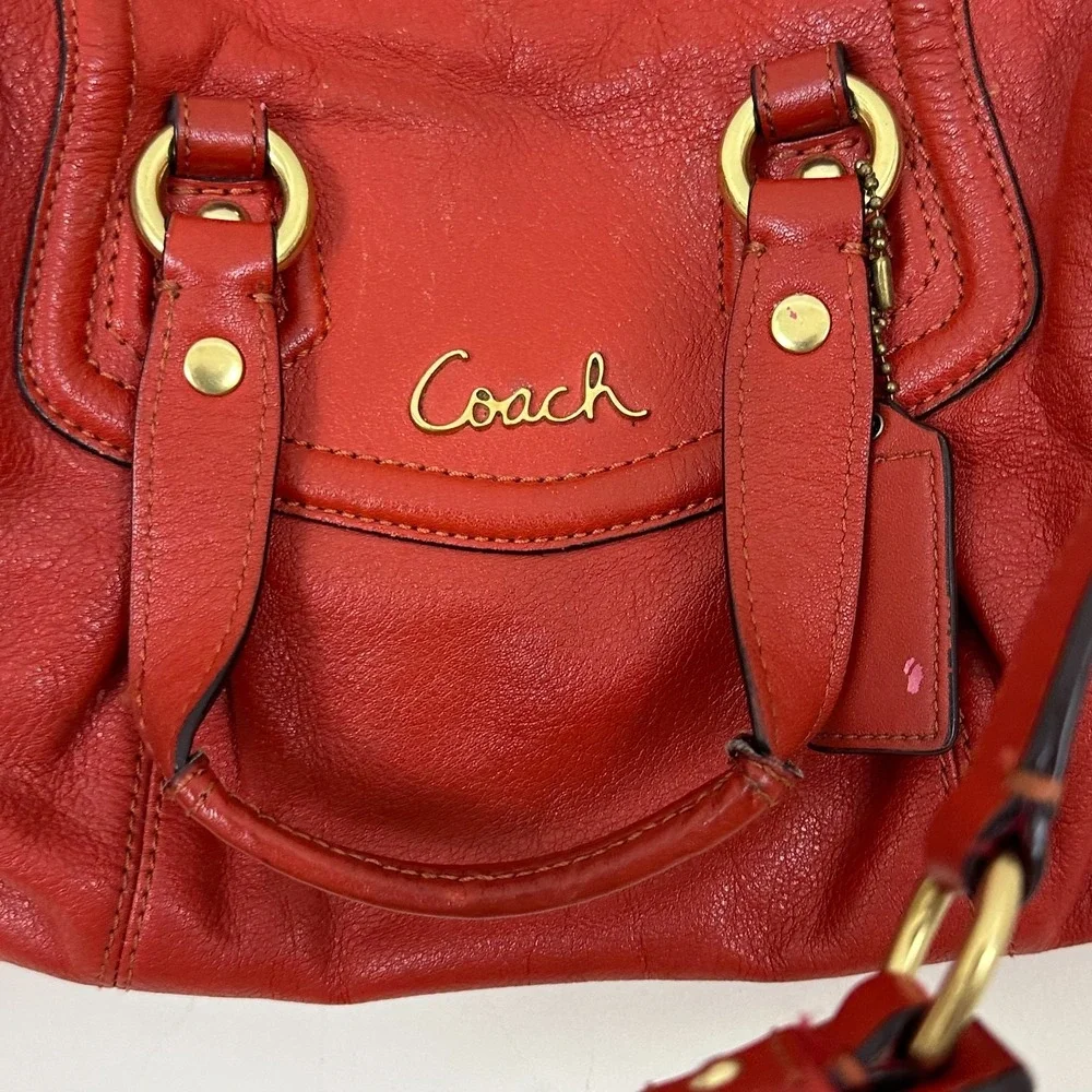 Vintage Coach Ashley Satchel Handbag Womens Red Leather Removable Strap Bag